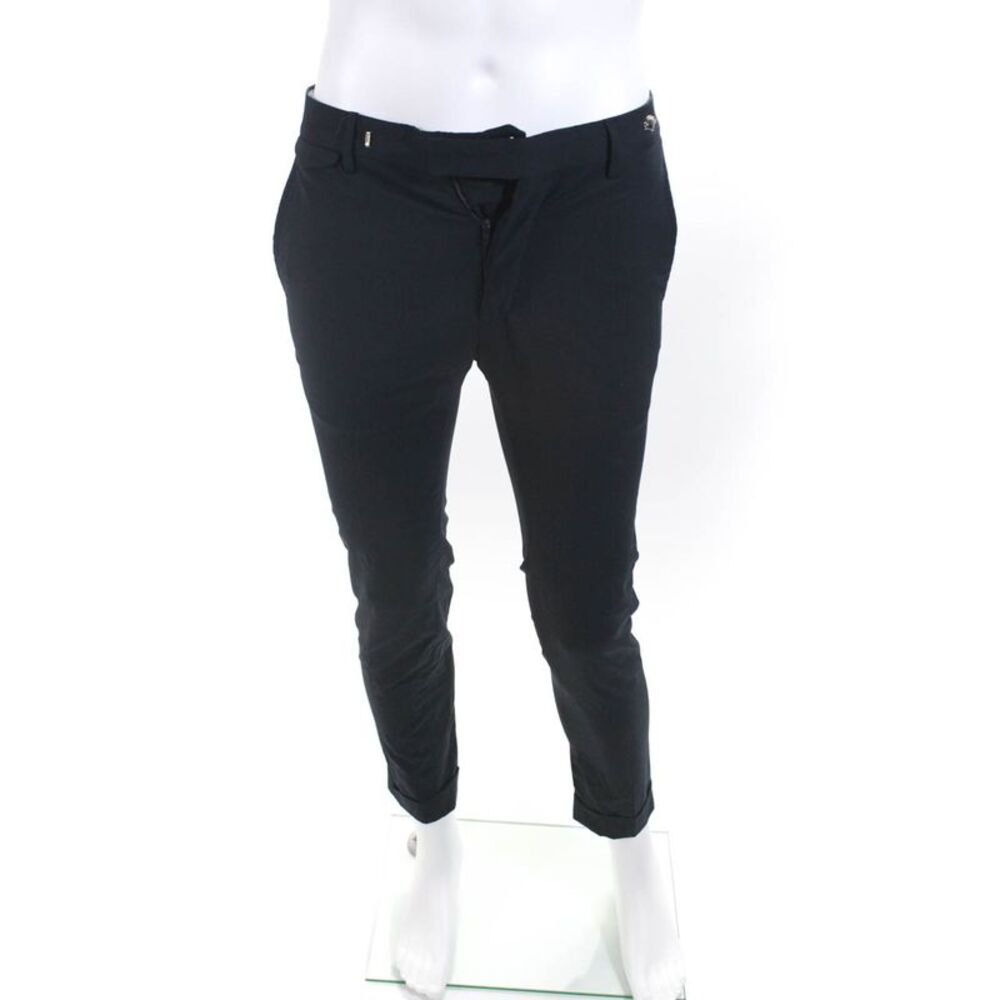 Tagliatore Mens Wool Flat Front Straight Leg Pants Trousers Navy Blue Size 44R
